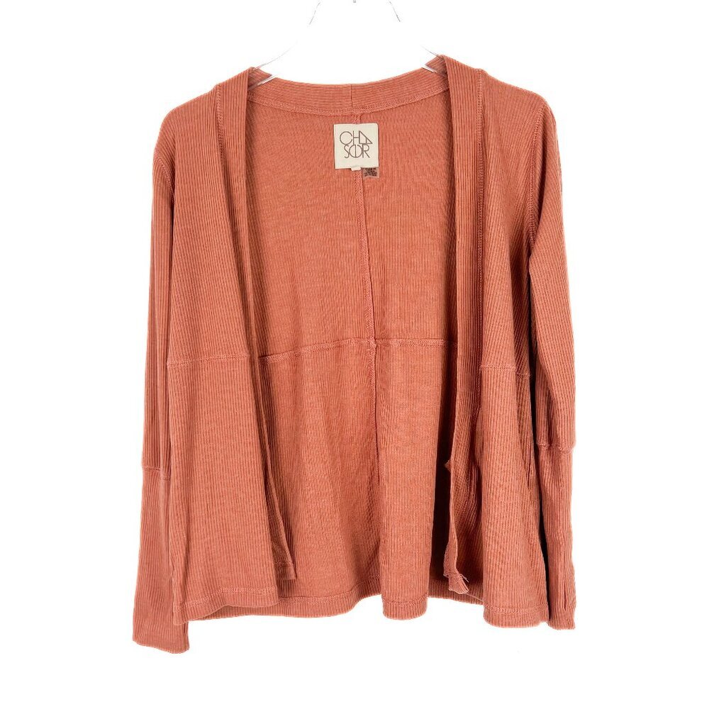 NWT Chaser Ribbed Open Front Cardigan Pockets Orange Size Small S NEW